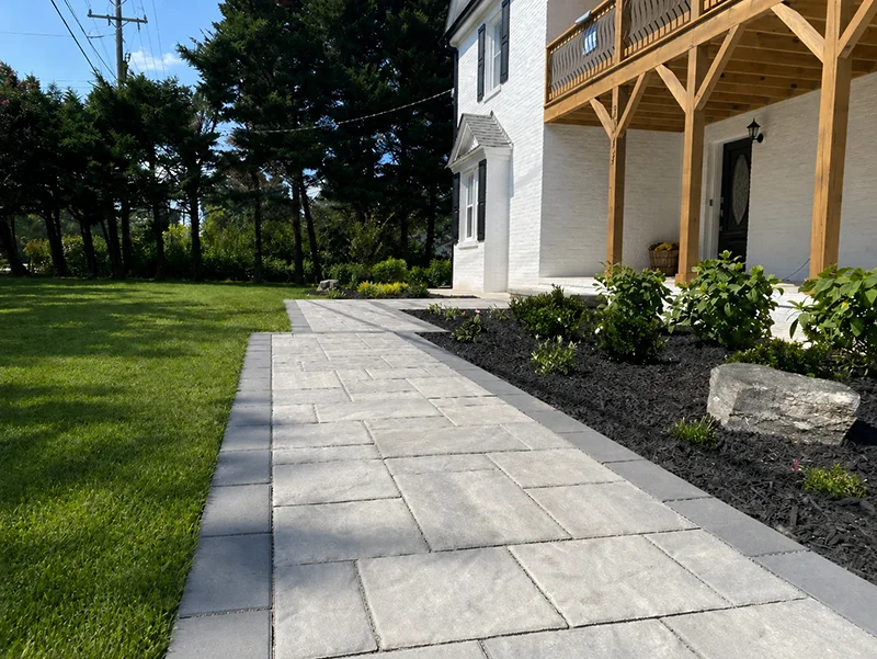 After: completed Greensboro hardscape walkway by Bollman Landscape