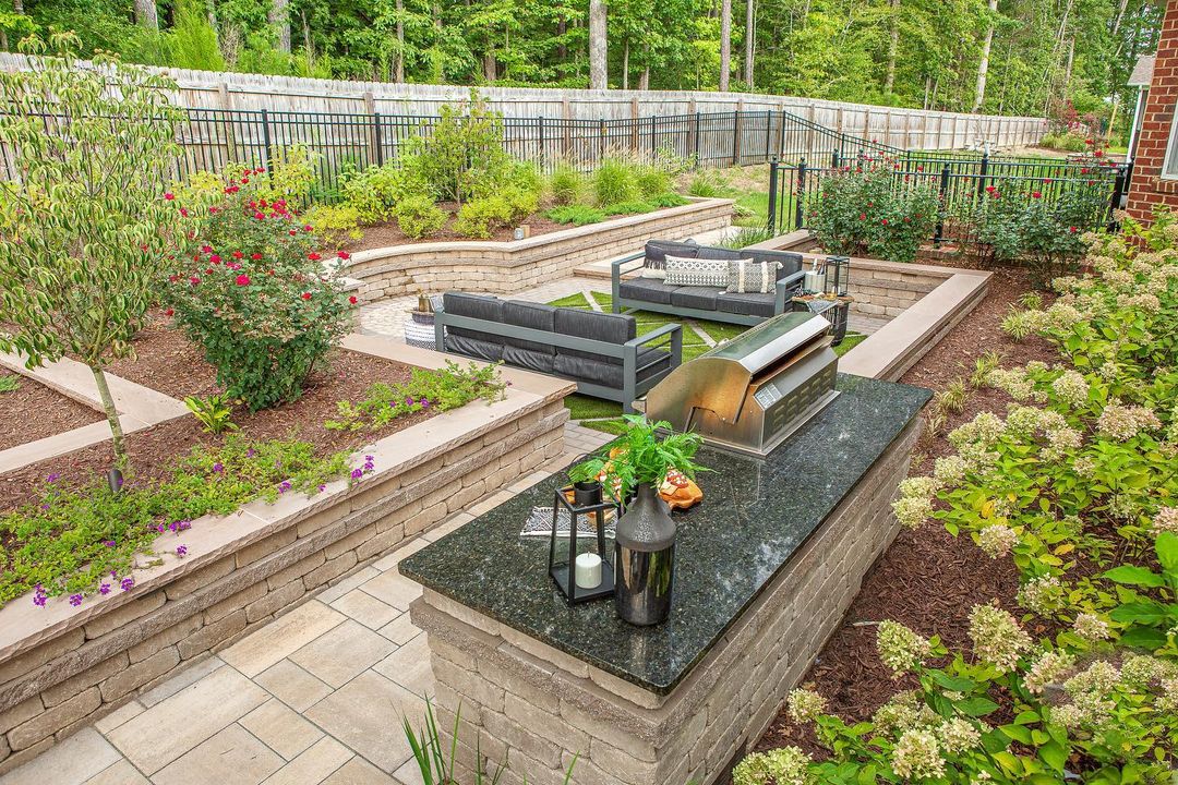 Outdoor kitchen hardscaping in Winston-Salem by Bollman Landscape