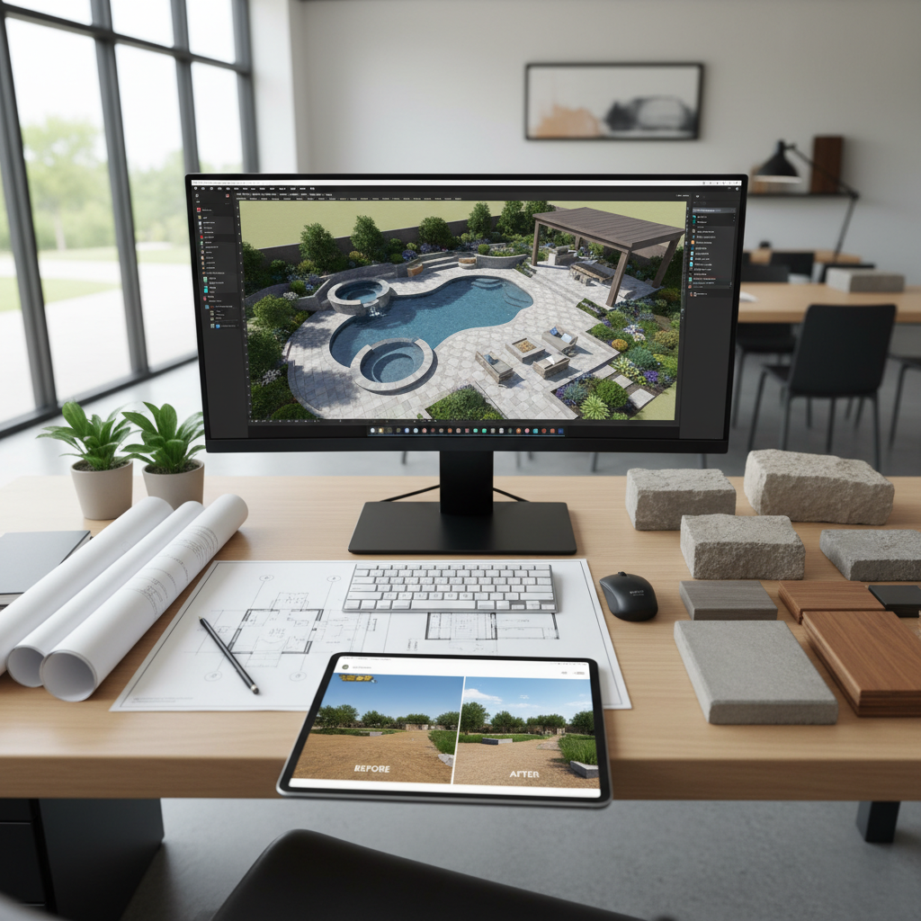 Landscape design services with CAD rendering in the Triad NC